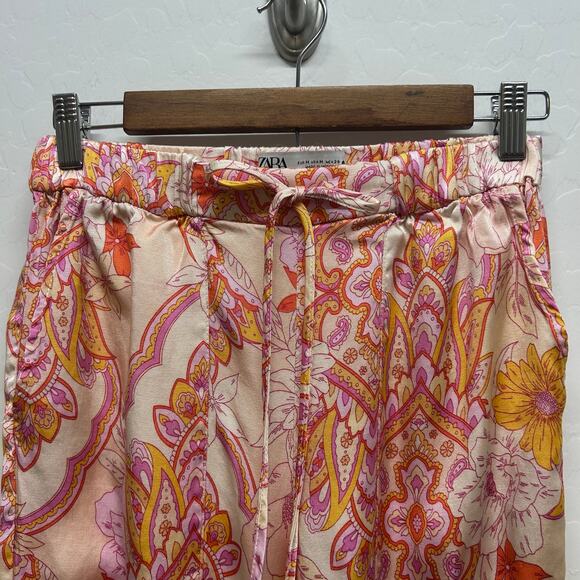 Zara The Sasha Floral Paisley Satin Pant Size M - Picture 6 of 8